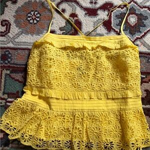 J. Crew Yellow Cropped Peplum Camisole